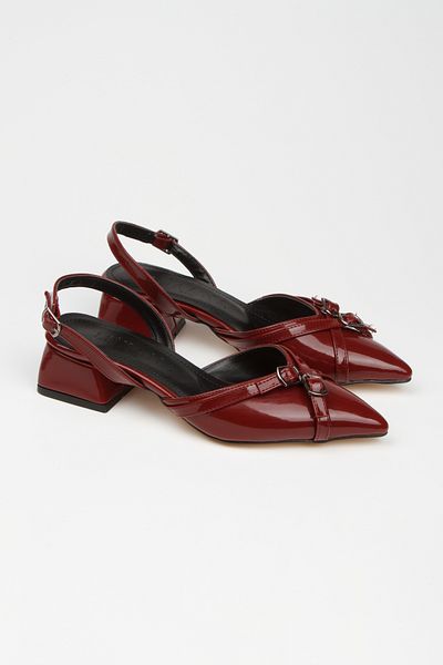 MİKANA MODA Open Back Patent Leather Shoes - Women's, Buckle Detailed