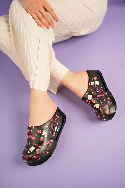 SABOTERLİK Orthopedic Hospital Nurse Women's Slippers - Patterned, Air Sole and Wedge Heels