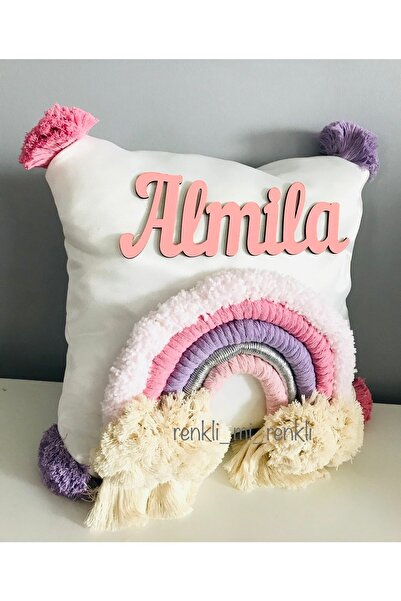 renkli mi renkli tasarım dünyası Makrome Isimli Gökkuşaklı Takı Yastığa