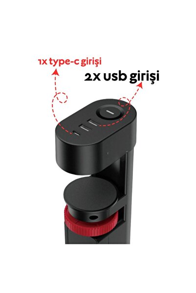 VOOKA Akım Korumalı Priz Masa Kenarı Ayarlanabilir 3 Priz + 2 USB + 1 Type C Girişli Priz