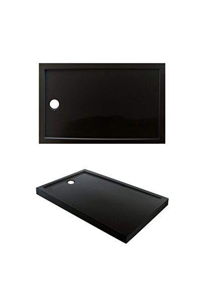 Sanica Salerno Dikdörtgen 120*90 Monoflat Siyah Duş Teknesi