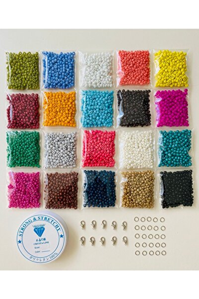 yağmur gökçe No:51 - 20 Renk Kum Boncuk Hobi Takı Yapım Seti (MİSİNA VE METALLİ)