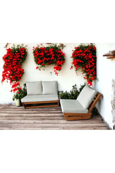 zerkaconcept Nepal Bahçe Balkon Masif Kestane Ahşap Koltuk - 1 Adet Tekli 1 A...