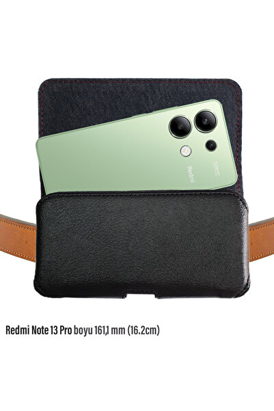 EXENAR Redmi Note 13 Kılıfı Bele Takılan Kemer Kılıfı Yan Suni Deri Kapaklı