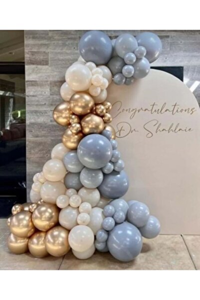 Çemrek Süs Parti Chain Balloon Set Storm Blue-Sea Sand-Chrome Gold 3 Colors S...