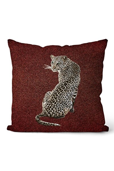 EVPANYA Kırmızı Dokulu Leopar Çift Taraflı Kırlent Kılıfı Kod: Kir4398