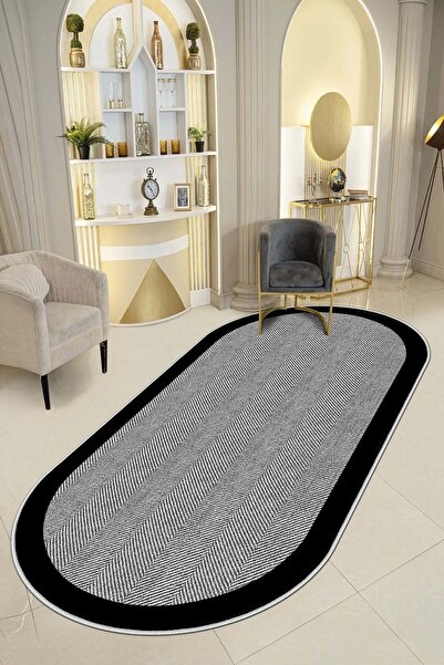 Confidence Home Makinede Yıkanabilir Kaymaz Taban Leke Tutmaz Gri Oval Mutfak...
