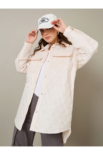 Styli Oversized Longline Quilted Coat Shacket