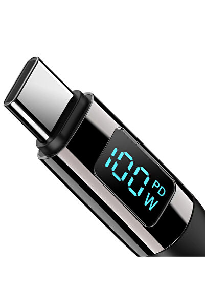 Buff Labs Buff BL73 100W Type-C To Type-C 1.2m 5A Pd Dijital Ekranlı Data-Şarj Kablosu