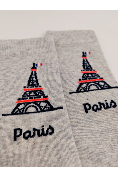 Shuttle Park Унісекс Імпортна спеціальна серія - Сірі шкарпетки без швів з малюнком Ейфелевої вежі в Парижі