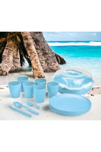 ÇEÇEN HOME 6-Person Picnic Set - 32 Pieces Cup, Fork and Spoon Plate