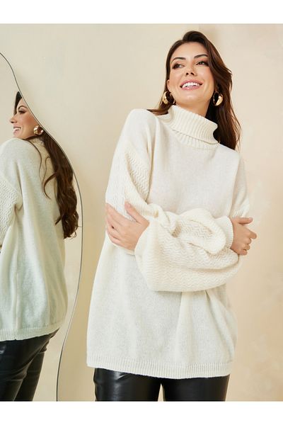Styli Oversized Volume Sleeve Turtle Neck Sweater