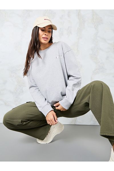 Styli Regular Fit HD Foil Print Slogan Sweatshirt