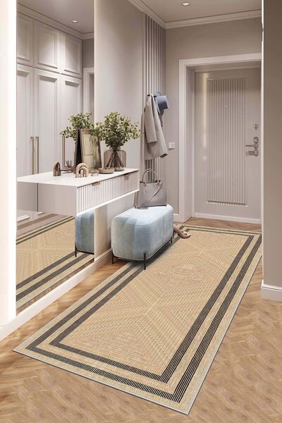 Confidence Home Machine Washable Non-Slip Base Stain Resistant Beige Living Room Carpet Kitchen Carpet and Runner