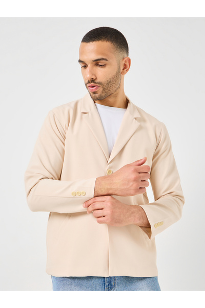 Styli Notch Lapel Oversized Blazer with Buttons