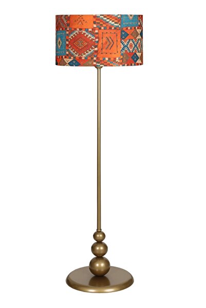 Vinner Lima Eskitme Kaplama Düz Metal Ayaklı Lambader - Capadocia Desenli