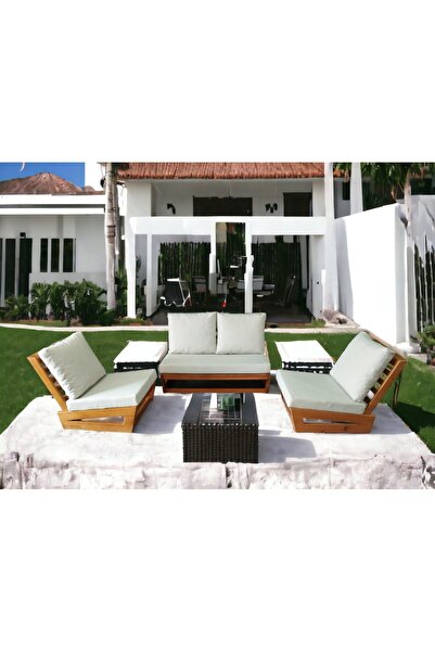 zerkaconcept Bahçe Balkon Masif Çam Ahşap Koltuk Takım 1 Adet Ikili 2 Adet Te...