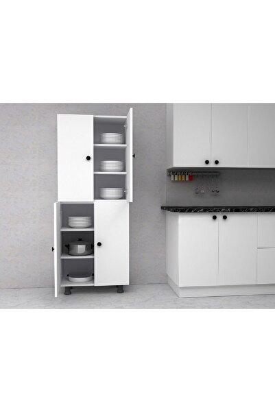 zerkaconcept Simla Çok Amaçlı Mutfak Banyo Ayakkabılık Dolabı 180 Cm 6 Bölmeli