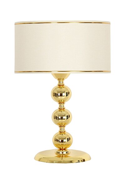 Vinner Gold Kaplama Trois Üçlü Küre Metal Abajur - Gold Şeritli Krem