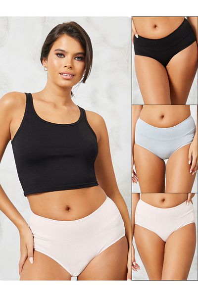 Styli مجموعة من 3 قطع - سراويل داخلية قصيرة من القطن بخصر عريض