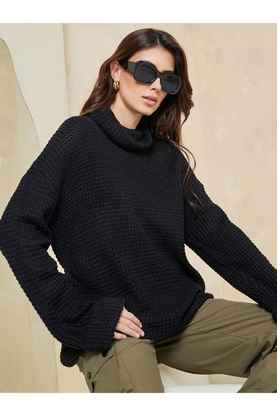 Styli Oversized Chunky Knit Turtle Neck Sweater