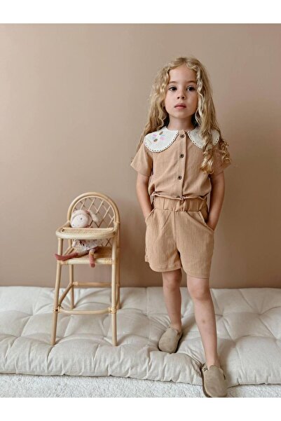 YİGİT BUTİK Yigit Boutique - Set pantaloni scurti pentru fete cu guler din da...