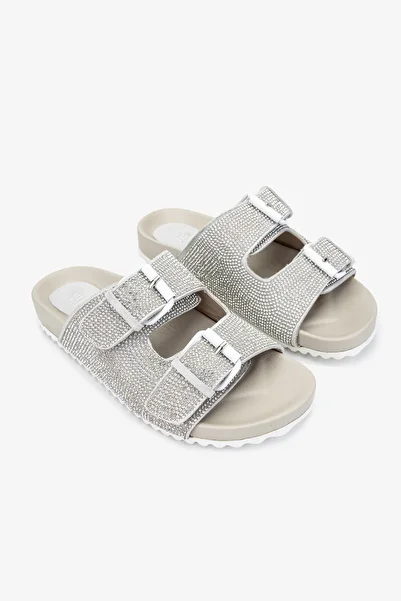 Valmenti Riviera Women's Slippers - Silver Color, Genuine Leather