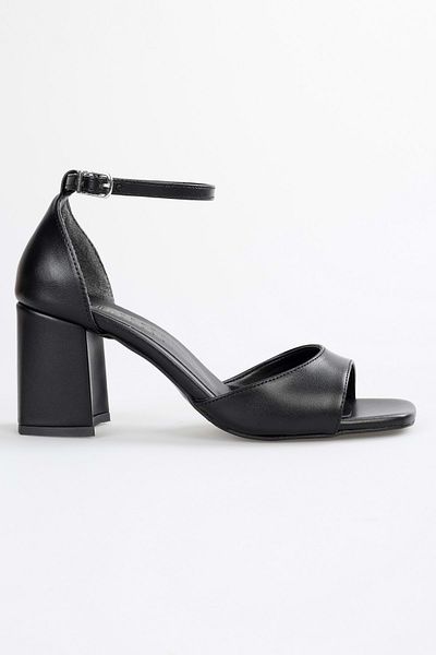 Shoeberry Sarge Black Leather Heeled Women's Shoes