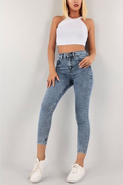 geenz manifacture Clody Blue Skinny Jean - Pantaloni Power Lycra pentru damă