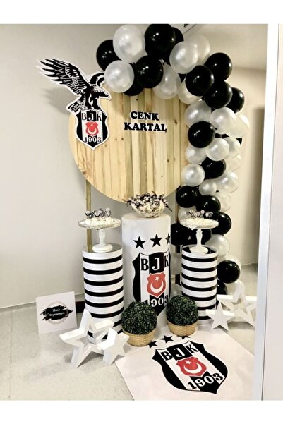 BalonEvi Parti Zamanı 50 Adet Beşiktaş Siyah Beyaz Balon Konsept