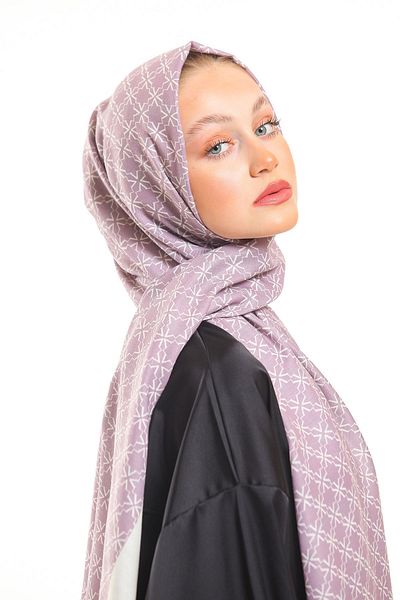 19V69 ITALIA Powder Cream Shawl Geometric Pattern Pavia Series with Scarf Hanger and Gift Set 75x200 Cm