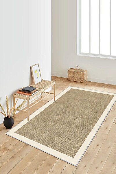 Lavita Home Dijital Baskı Yıkanabilir Kaymaz Bej Salon Halısı Mutfak Halısı Y...