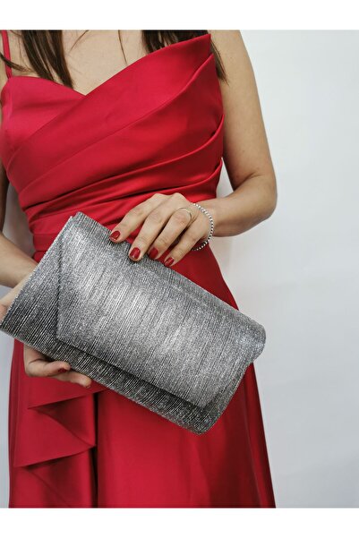 NAZART Women's Laser Platinum Evening Dress Clutch Chain Strap Handheld Wedding Engagement Night Shoulder Bag