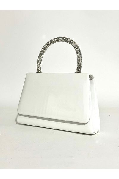 NAZART Γυναικείο λουστρίνι λευκό βραδινό φόρεμα Clutch Chain λουράκι Χέρι Νυχτερινή τσάντα ώμου αρραβώνων γάμου