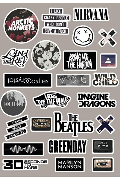 Anime Marketi Rock Müzik Grupları Sticker Seti Telefon, Journal Sticker Seti2...