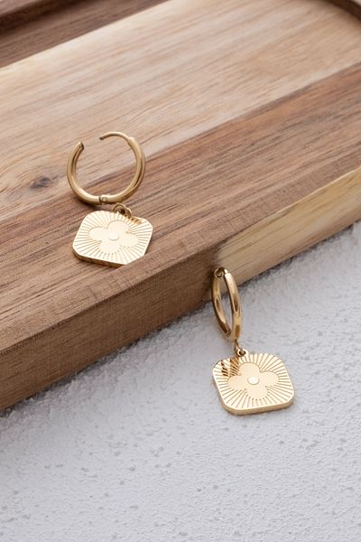 ByFlorya Jewelry Clover 3.2cm - Stainless Tarnish Stainless Steel Earrings, Daily Use, Ring Dangle