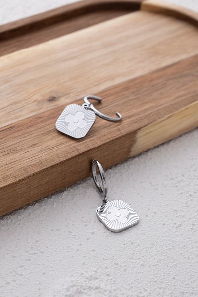ByFlorya Jewelry Clover 3.2cm - Stainless Tarnish Stainless Steel Earrings, Daily Use, Ring Dangle