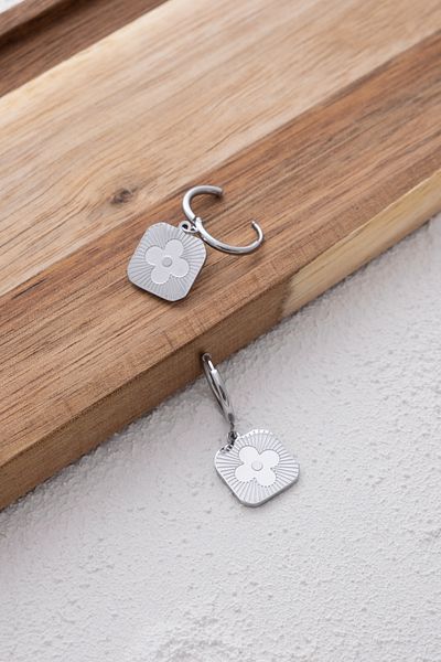 ByFlorya Jewelry Clover 3.2cm - Stainless Tarnish Stainless Steel Earrings, Daily Use, Ring Dangle