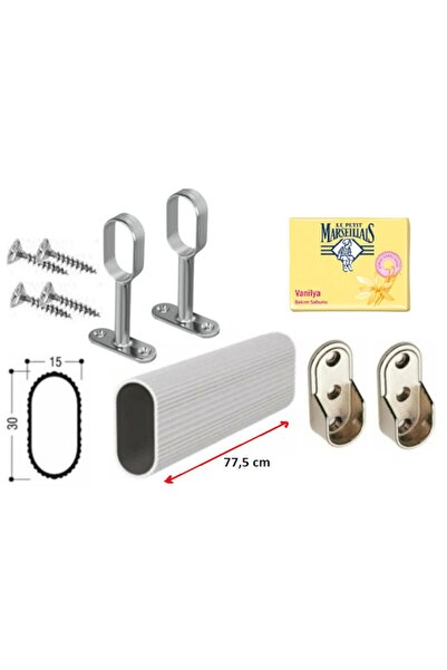 Mvy Askılık Borusu Oval 77,5Cm +2 Adet Oval Ayaklı Flanş +2 Adet Oval Sabit F...
