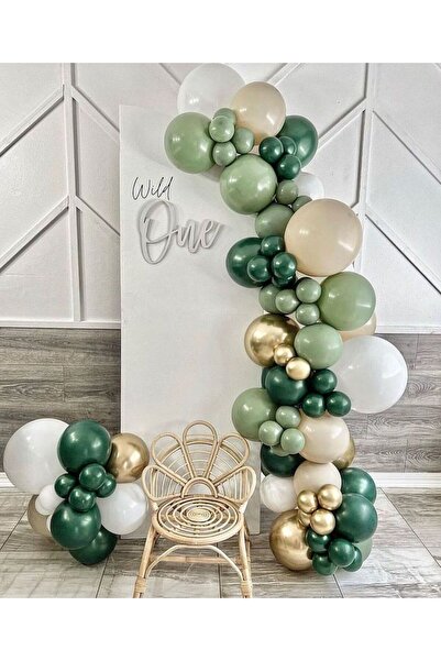 Çemrek Süs Parti مجموعة من 100 قطعة من سلسلة البالونات البيضاء والذهبية والأخ...