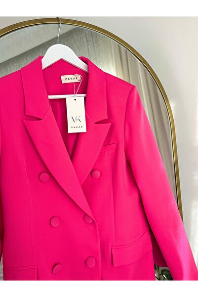 Vakar KRUVAZE YAKA ASTARLI DÜĞMELİ BLAZER CEKET
