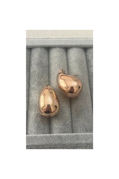 ParlaTakıAksesuar Gold Rose Colored Vip Steel Drop Earrings