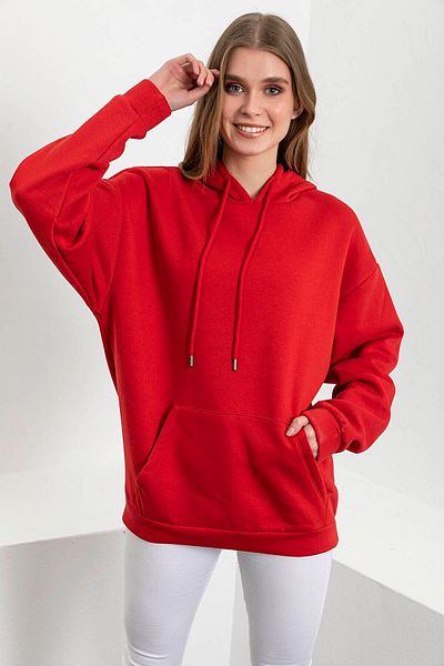 SALAS MODA Plain Hooded Kangaroo Pocket Sweatshirt