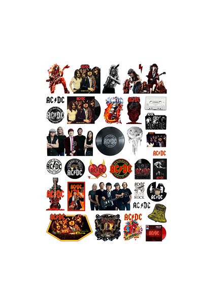 Ororabutik Σετ αυτοκόλλητων 33 τεμαχίων Rock - Σετ αυτοκόλλητων Ac Dc Bullet Journal Scrapbook