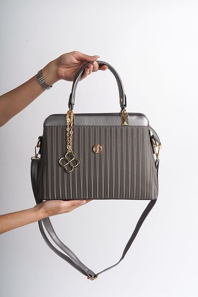 Redoxy Geantă de umăr model baghetă cu trei compartimente cu design special pentru femei, cu accesorii metalice