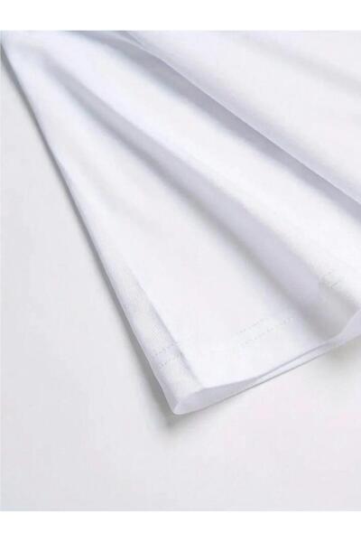 LA VESTİTİ King Printed White T-shirt and Black Shorts - Summer Unisex Set