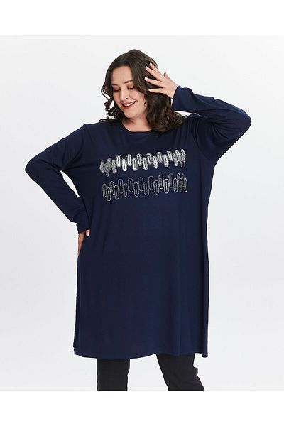 Seçkin Büyük Beden Women's plus size custom print tunic