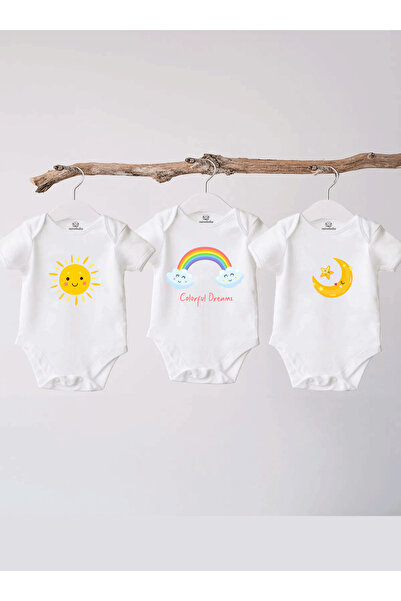 Naive Baby طقم حلم ملون مكون من 3 قطع - بدلة أطفال قطنية 100% وبدلة للجسم