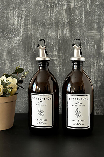KHAKMA Amber 500 ml Olive Oil Bottle - Set of 2 Oil Pot