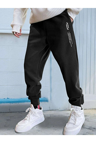EFFRENATU Black Vertical Printed Men's Sweatpants